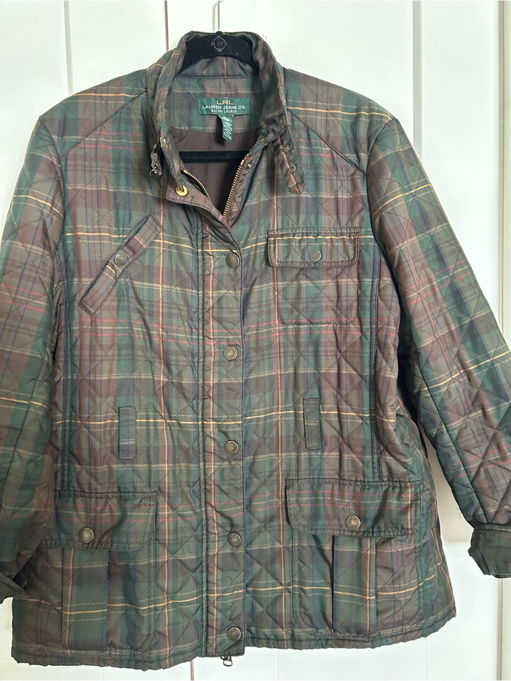 Ralph Lauren Tartan Green Plaid Utility Jacket, Size XL